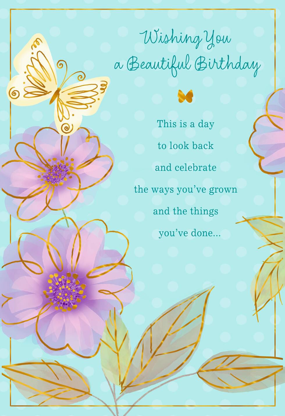 Butterfly on Purple Flower Birthday Card