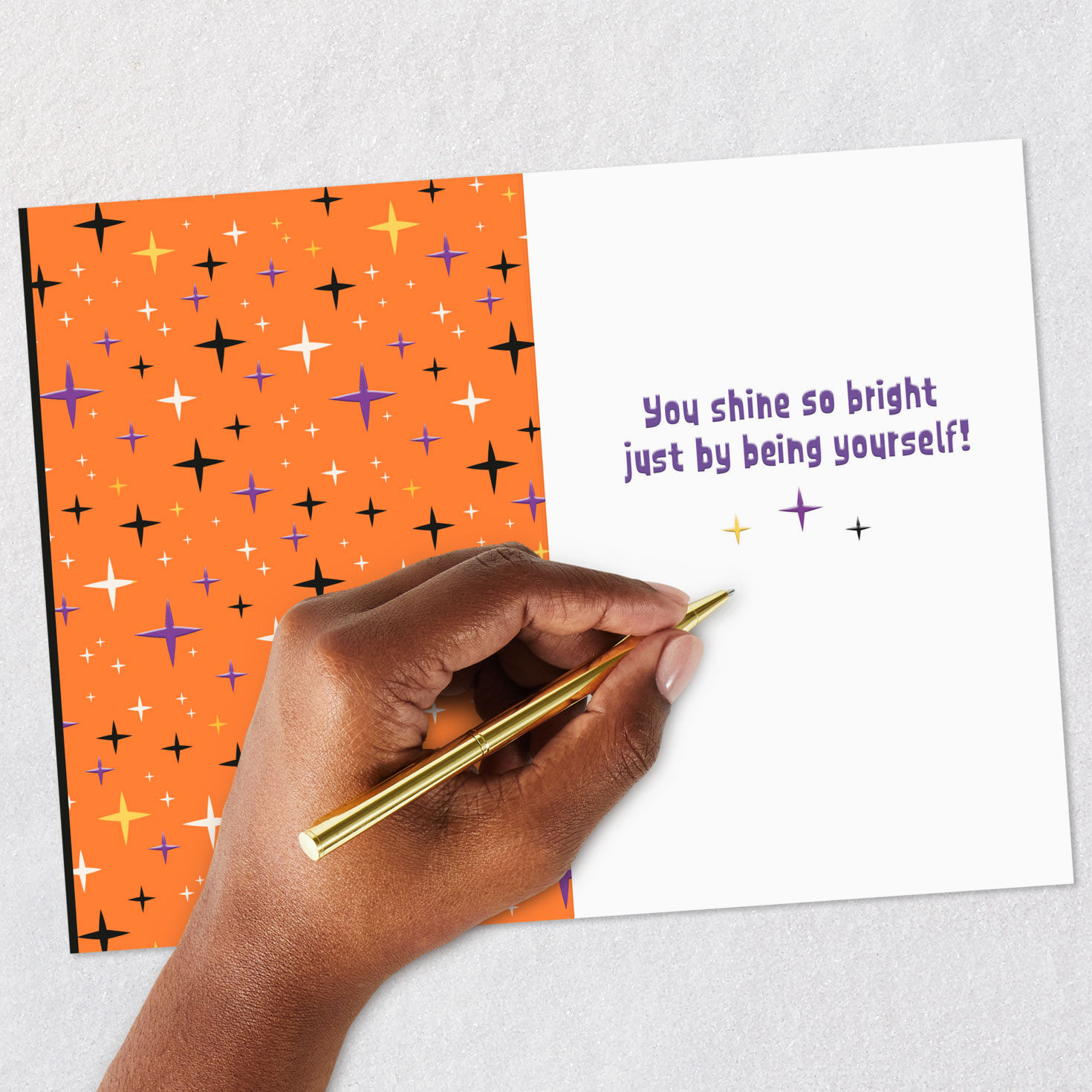 Purple and Orange Stars Halloween Card for Granddaughter Signing card image number 6