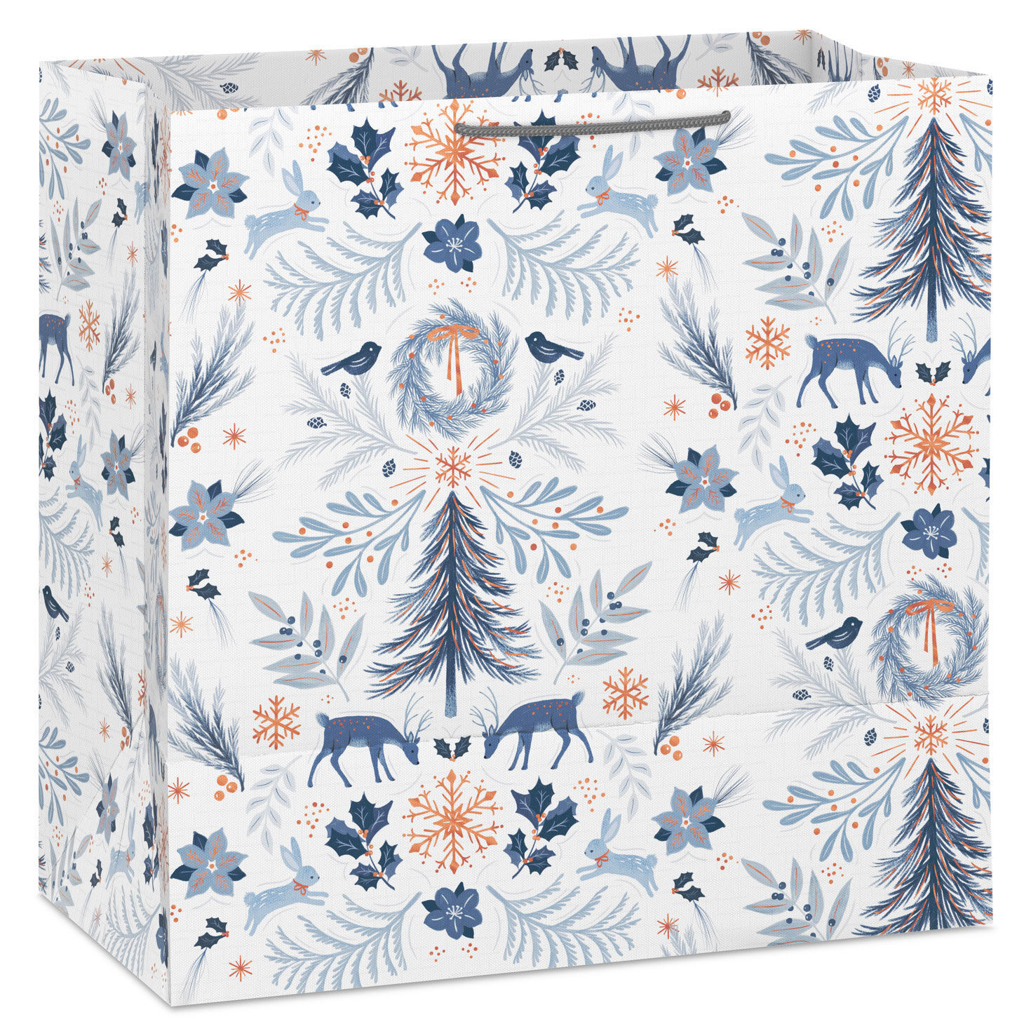 Winter Toile on White Big Holiday Gift Bag Back image number 6