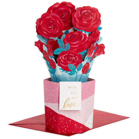 All My Love Rose Bouquet 3D Pop-Up Love Card, , large
