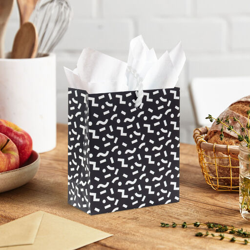 4.6" Black and White Mod Shapes Gift Card Holder Mini Bag, 