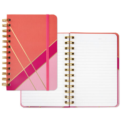 Coral and Pink Color Block Spiral Notebook, 