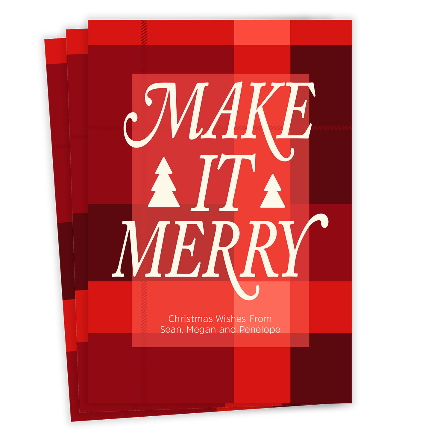 Make It Merry Plaid Flat Christmas Photo Card