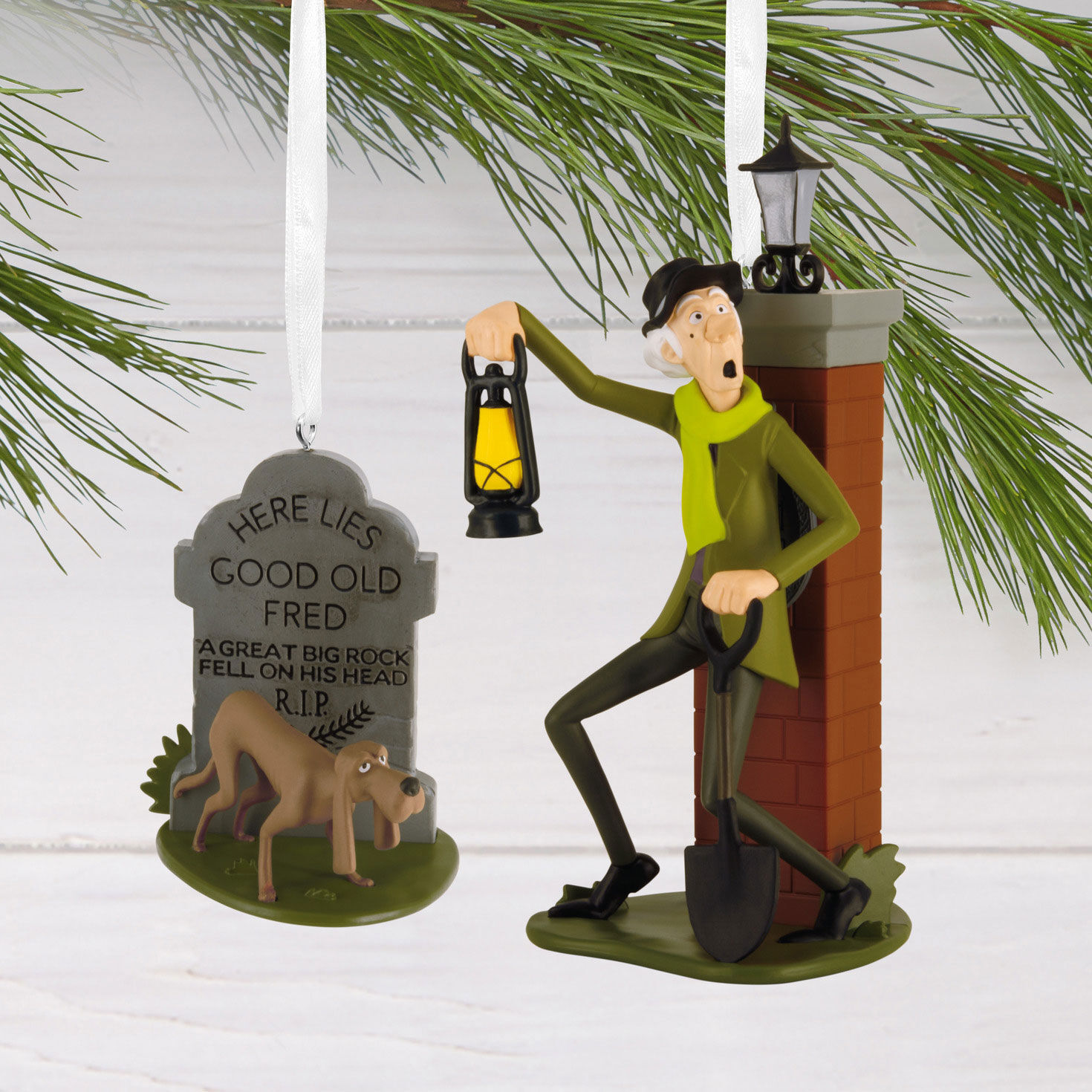 Disney The Haunted Mansion Caretaker and Dog Hallmark Ornaments