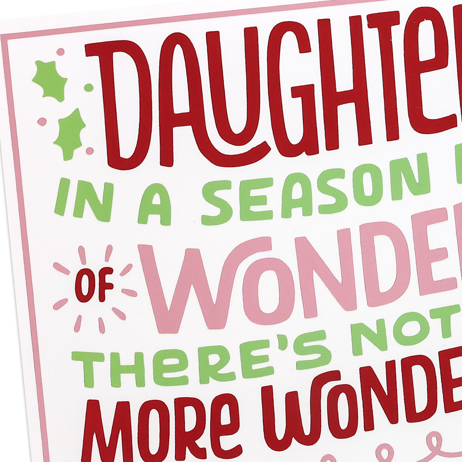 Pink and Green Lettering Christmas Card for Daughter Card Front Detail image number 4