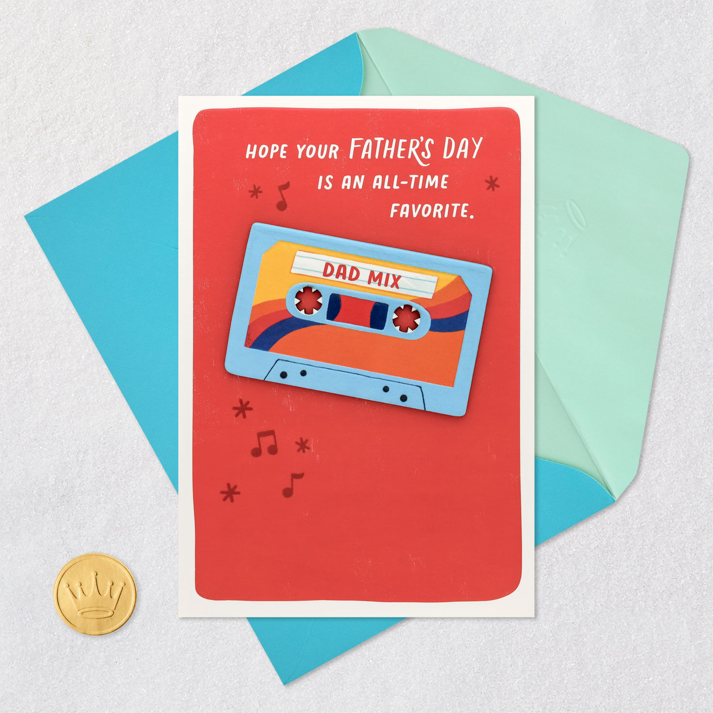 Dad Mix Tape Cassette Father's Day Card Card Front with Envelope and Gold Seal image number 5