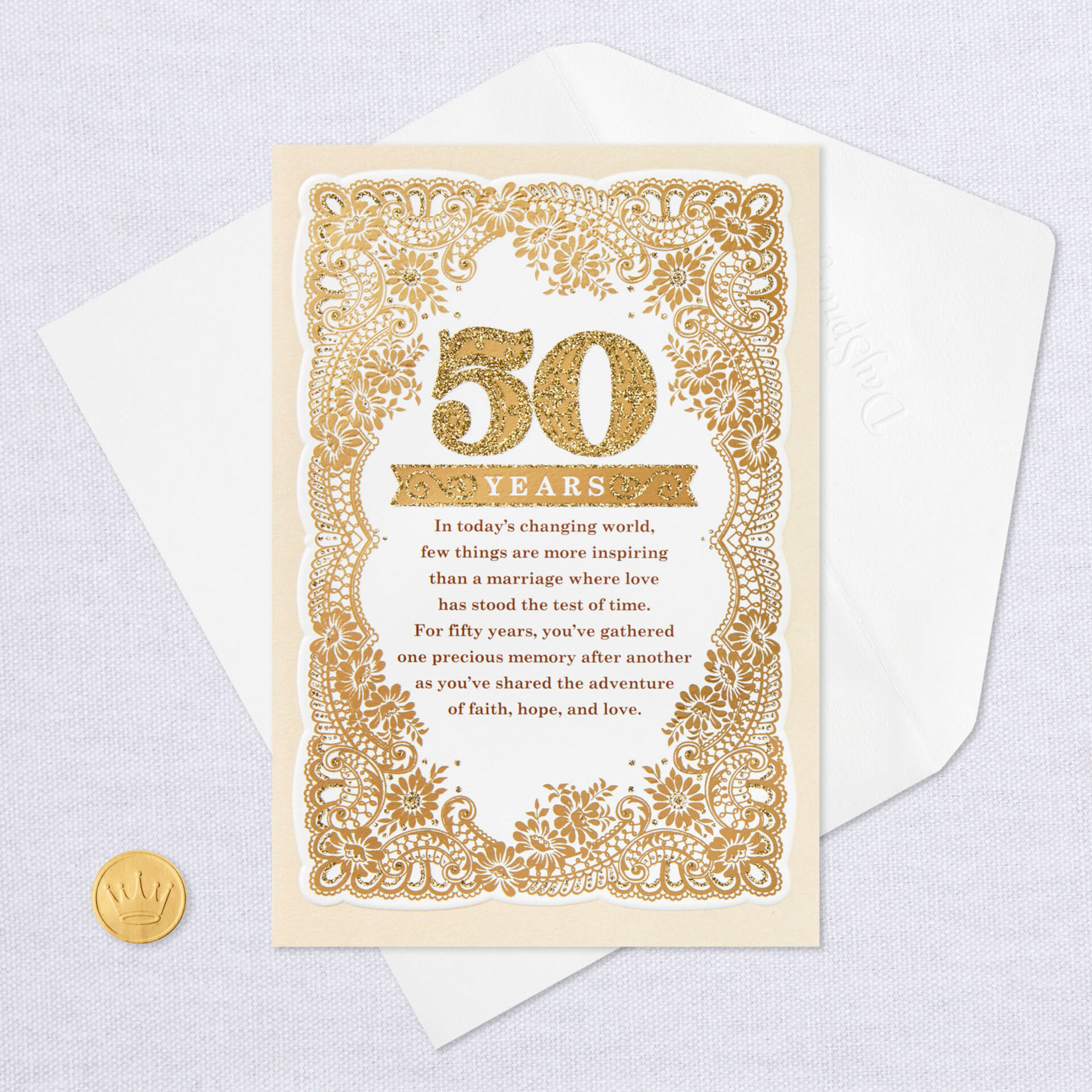the beauty of god's gift religious 50th anniversary card