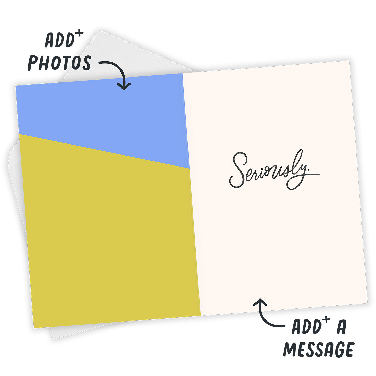 Black and Colored Letters Personalized Love Card Open Card with Envelope indicating personalization image number 3