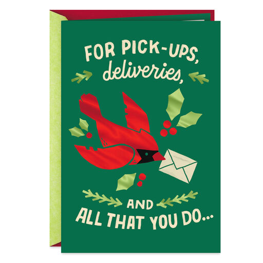 Cardinal Thank-You Christmas Card for Delivery Driver, 