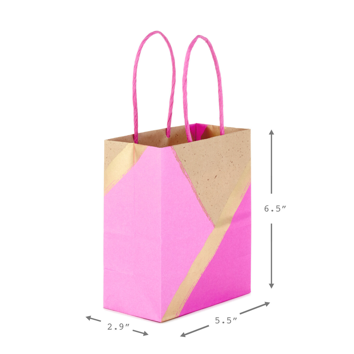 6.5" Pink and Kraft Paper 8-Pack Gift Bags, , large image number 3
