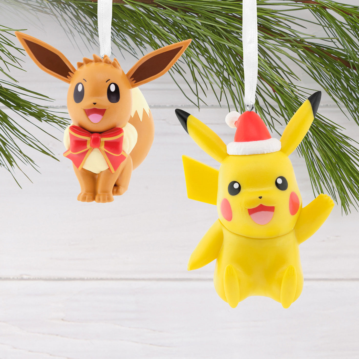 Pok&eacute;mon Pikachu and Eevee Christmas Ornaments hanging on tree image number 5