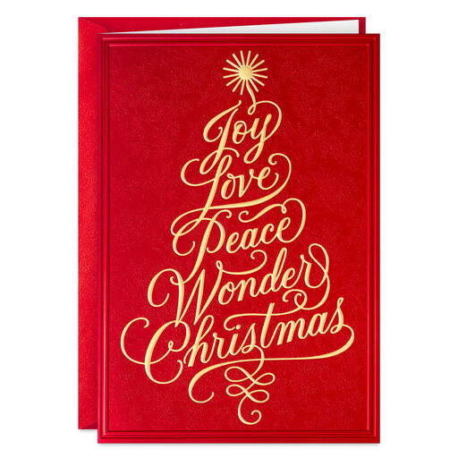Red and Gold Tree Boxed Christmas Cards, Pack of 16, 