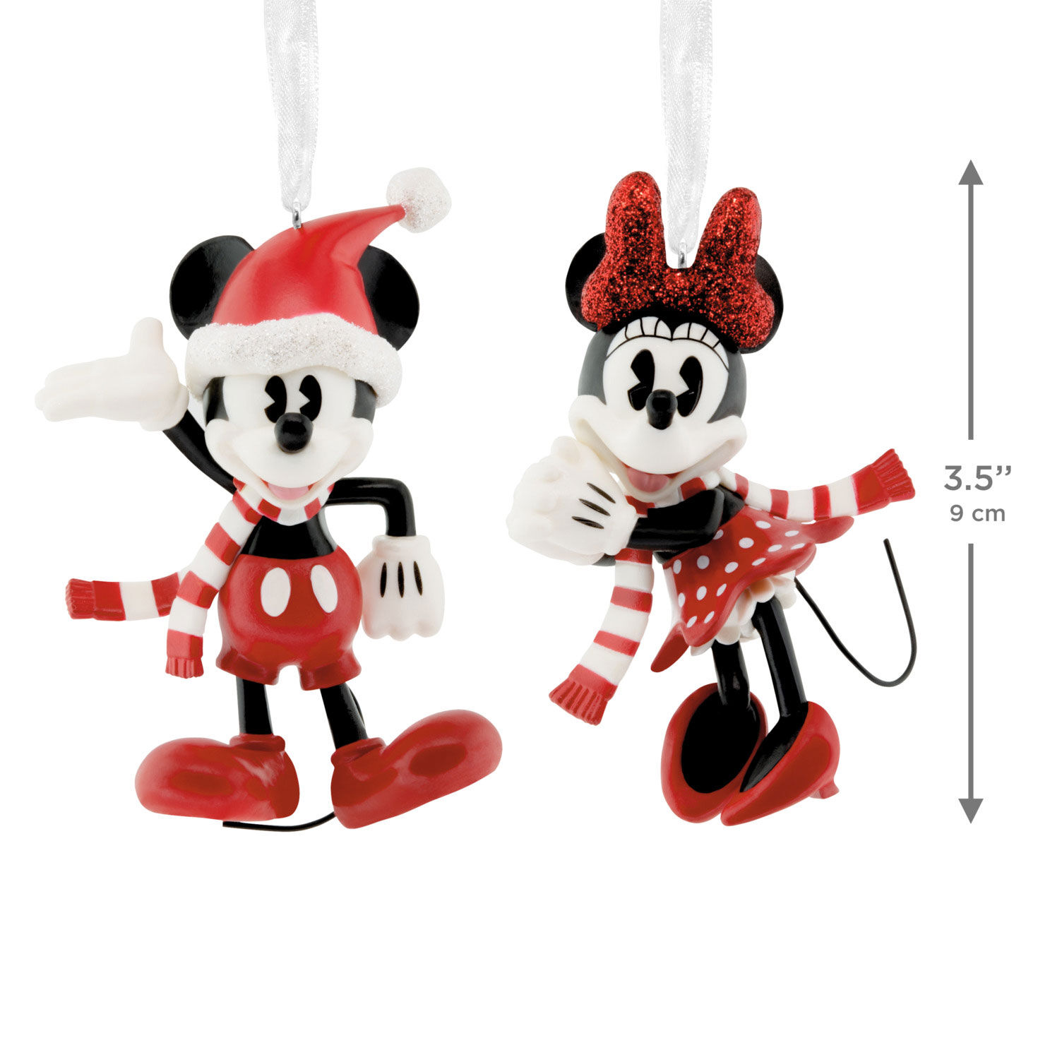 Set of 2 Disney Mickey Minnie Ornaments in Gift Box measurement image number 6