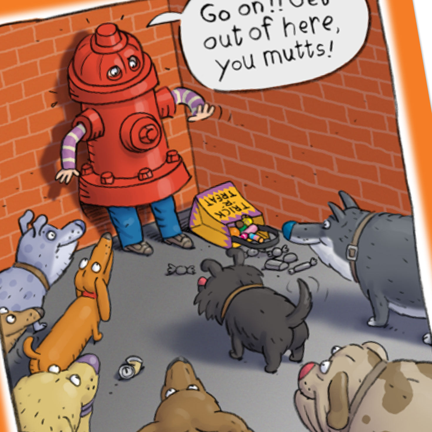 Fire Hydrant Costume and Dogs Funny Halloween Card, , large image number 4