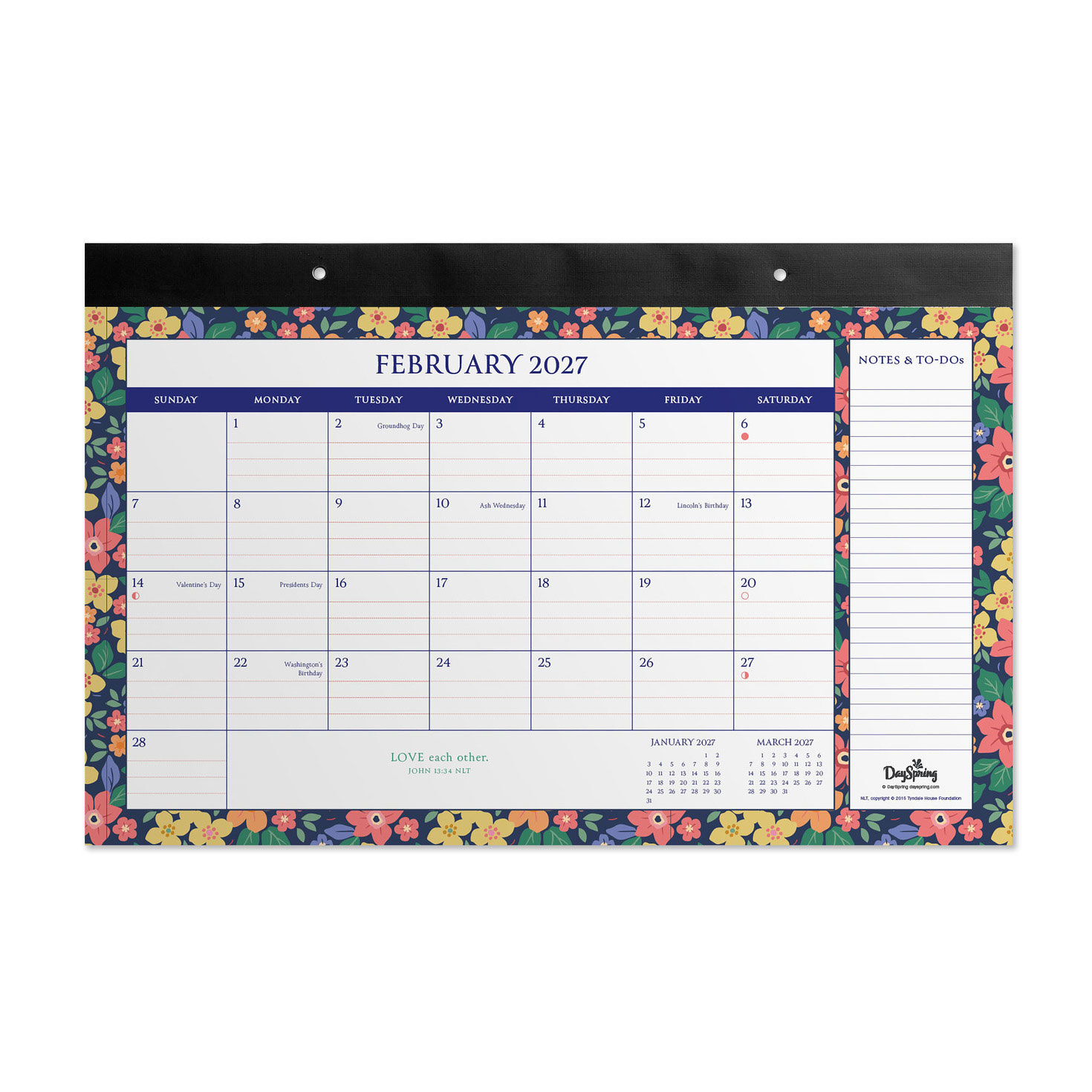 Bright Floral Pattern 2027 Desk Pad Calendar inside page image number 3