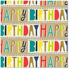 Colorful Block Lettering Happy Birthday Wrapping Paper Roll - Wrapping ...