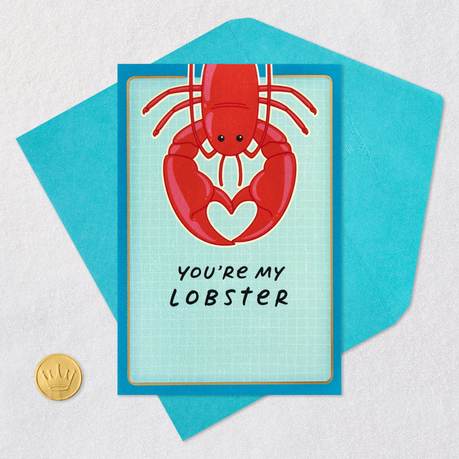 Lobster with Heart Claws on Blue Anniversary Card for Spouse  image number 5