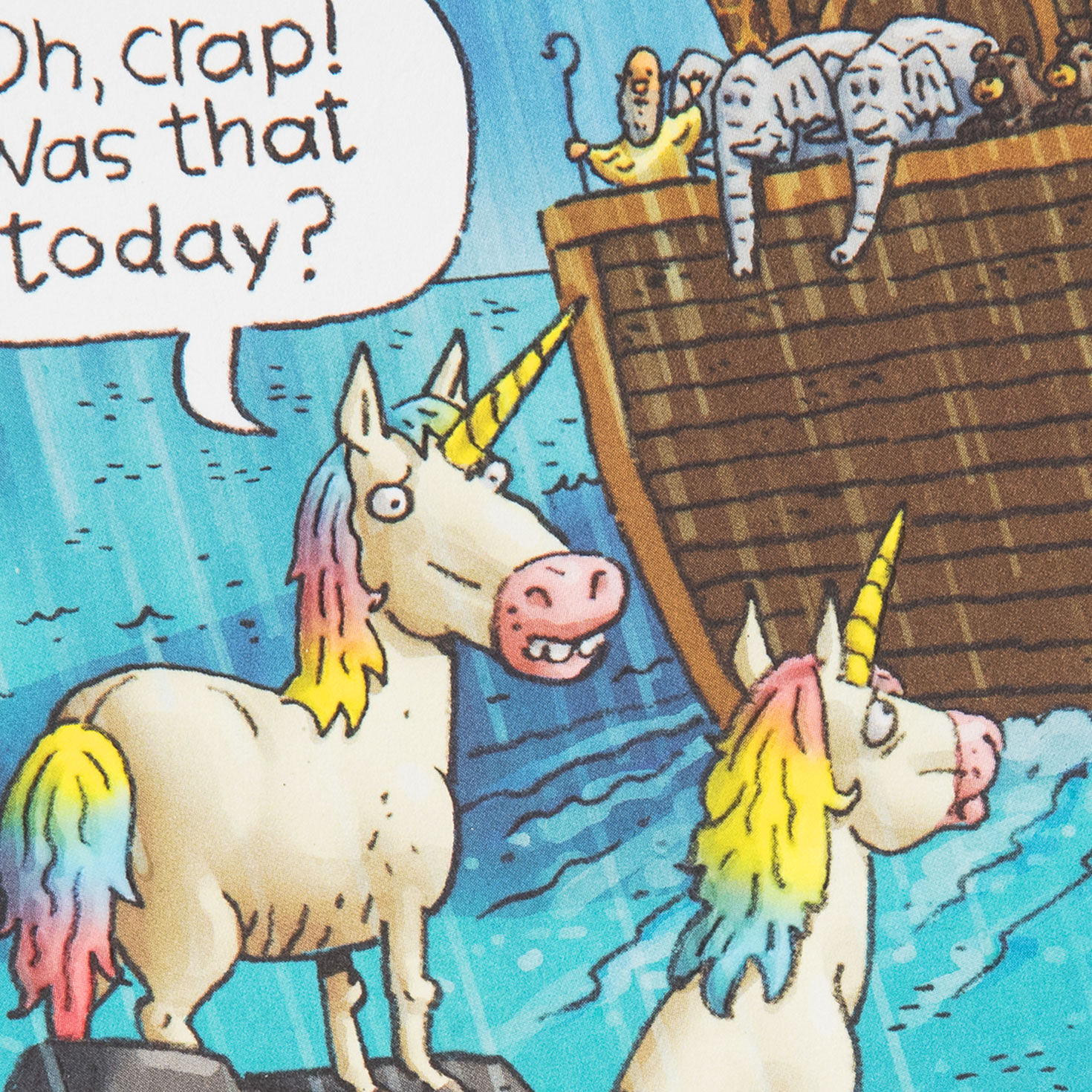 Funny Unicorns Missing Noah's Ark Birthday Card Card front detail image number 4
