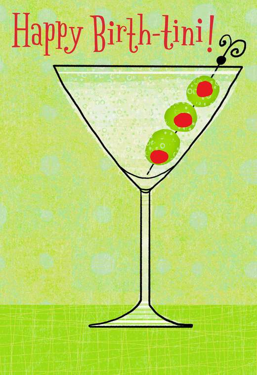 Martini Glass With Olives Birthday Card, , large image number 1