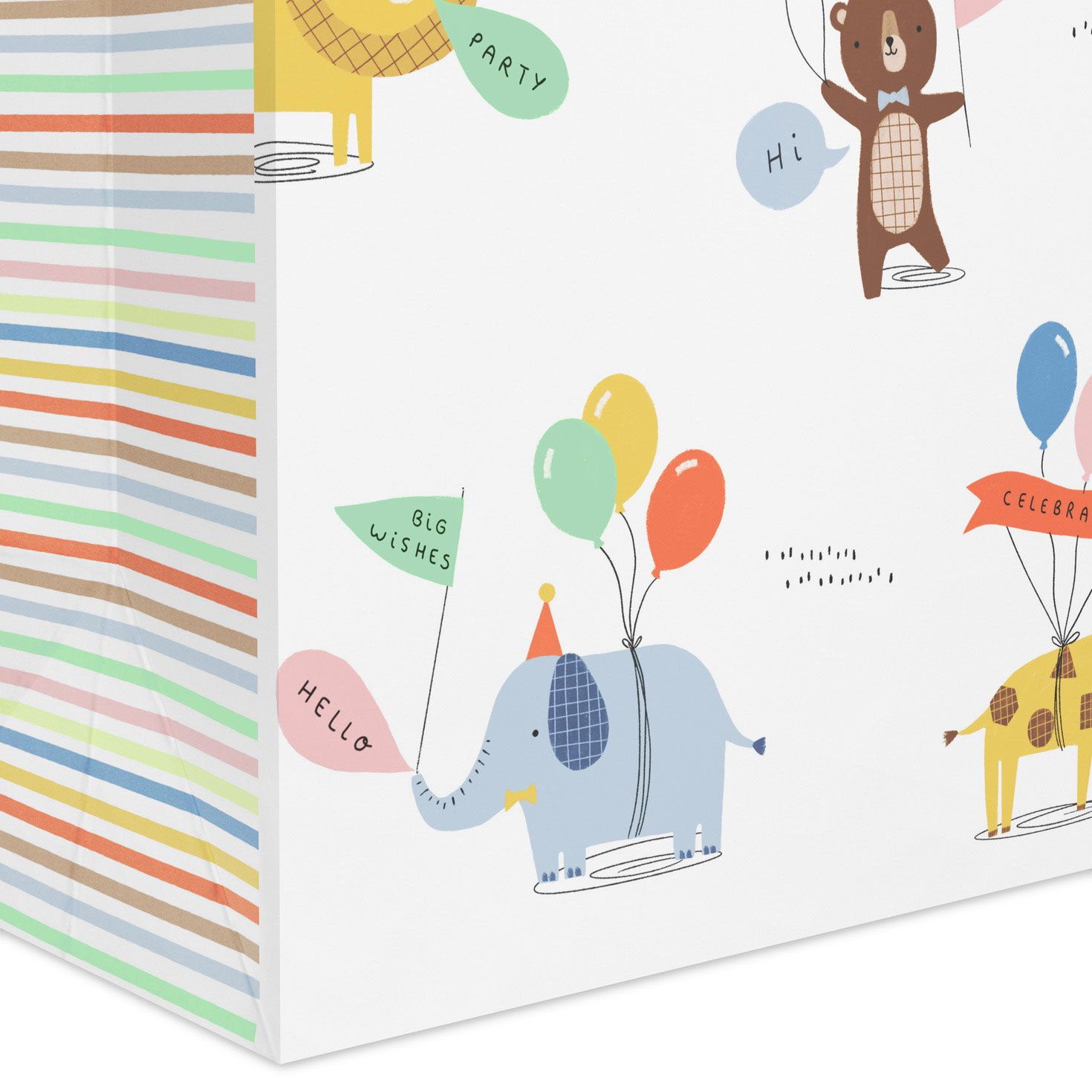 Cute Party Animals on White Medium Gift Bag Base/Side Detail image number 5