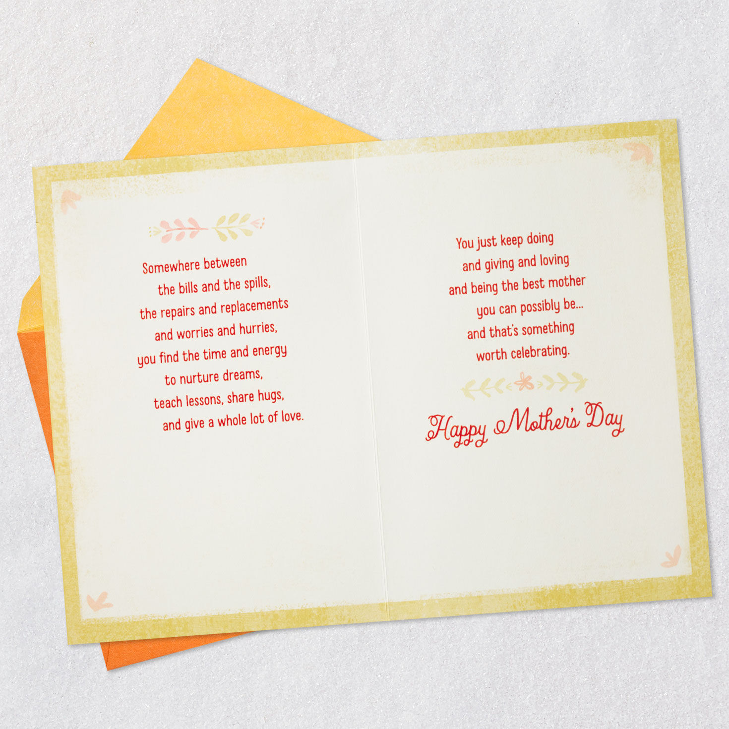 Yellow and Orange Mother's Day Card for Daughter Open card with envelope image number 4