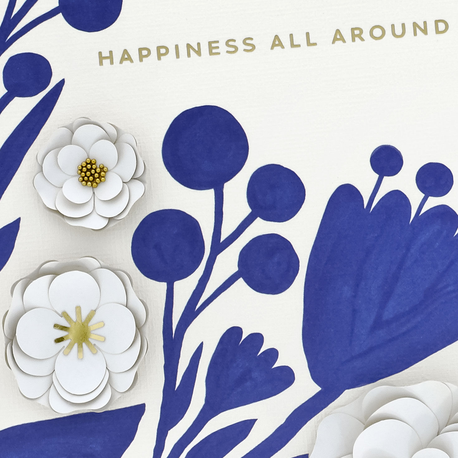Abstract Blue and White Flowers Birthday Card Card Front Detail image number 4