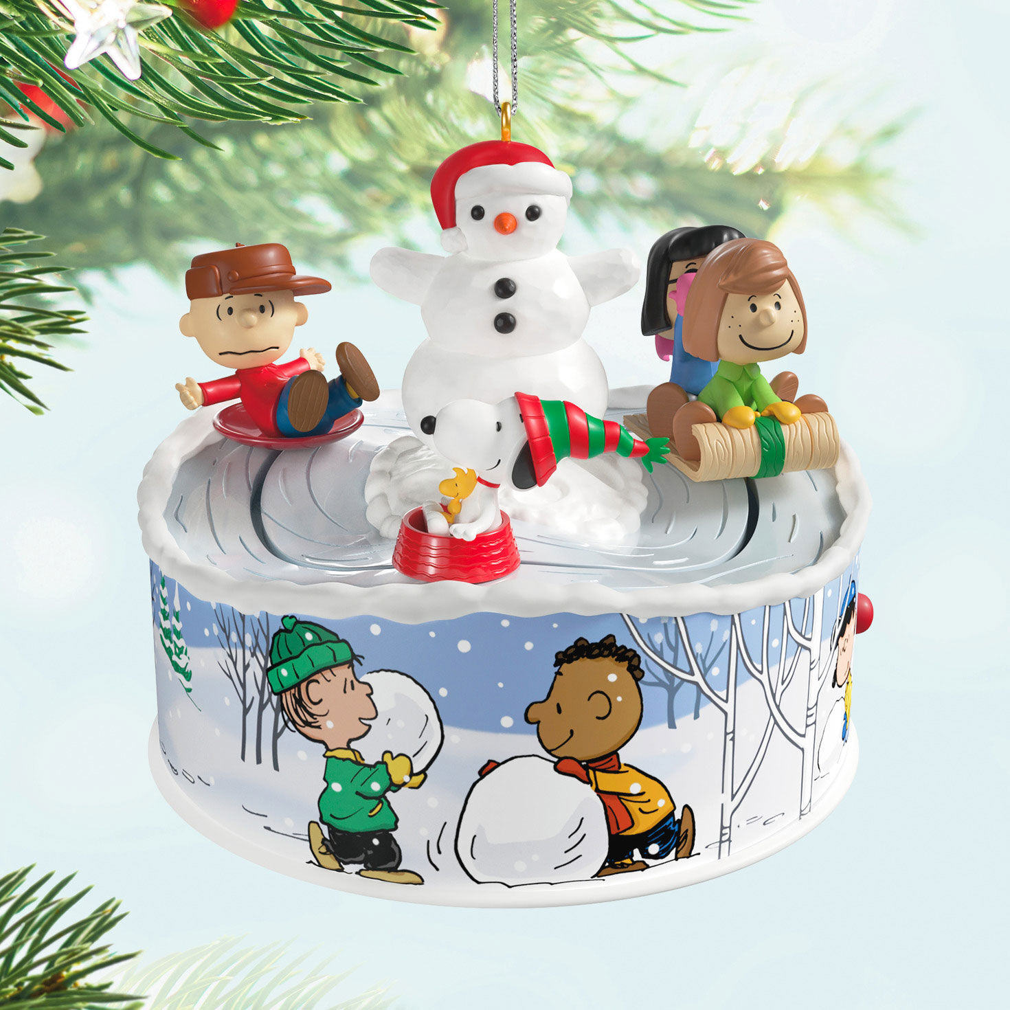 The Peanuts® Gang Let's Go Sledding! Musical Ornament With