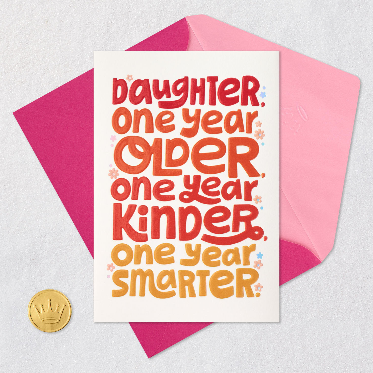 Colorful Lettering and Flowers Daughter Birthday Card Card Front with Envelope and Gold Seal image number 6