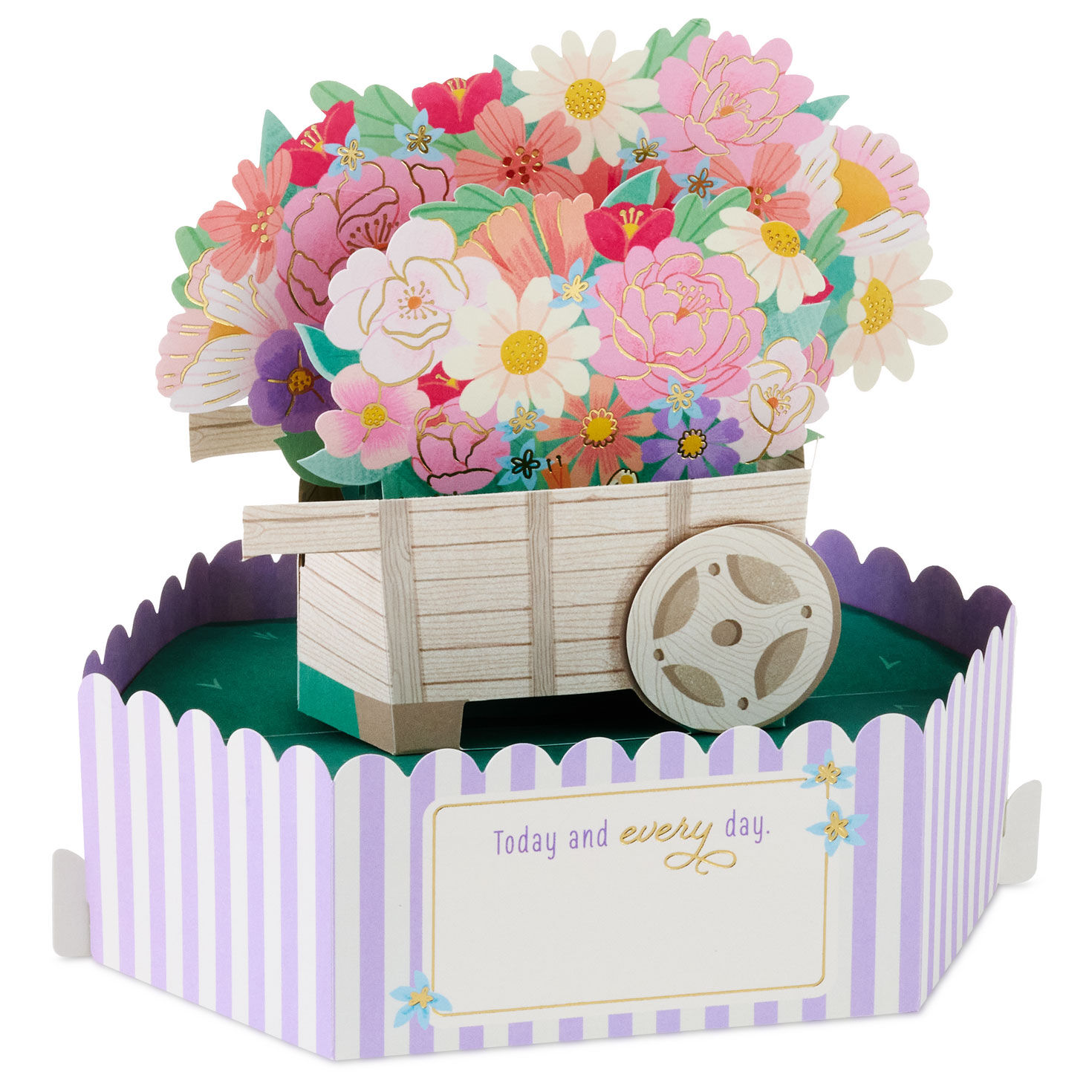 Wheeled Cart With Flowers 3D Pop-Up Mother's Day Card Back image number 3