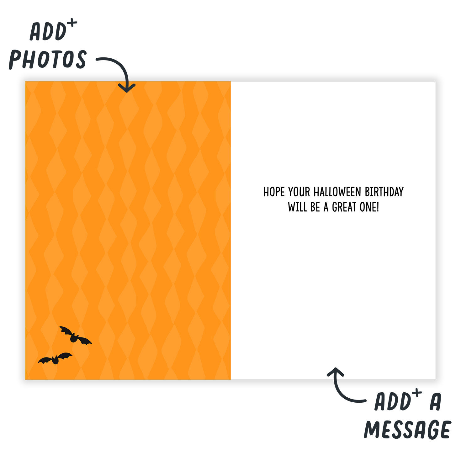 Spooky Birthday Cake Personalized Halloween Card Open Card indicating personalization image number 3