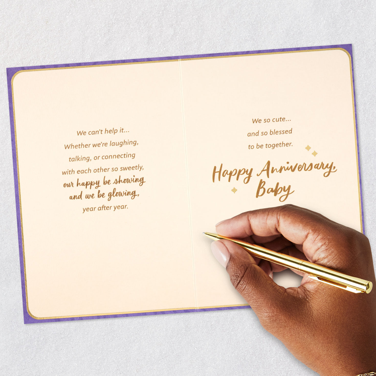 Black Boy and Girl on Porch Step Anniversary Card Signing card image number 8