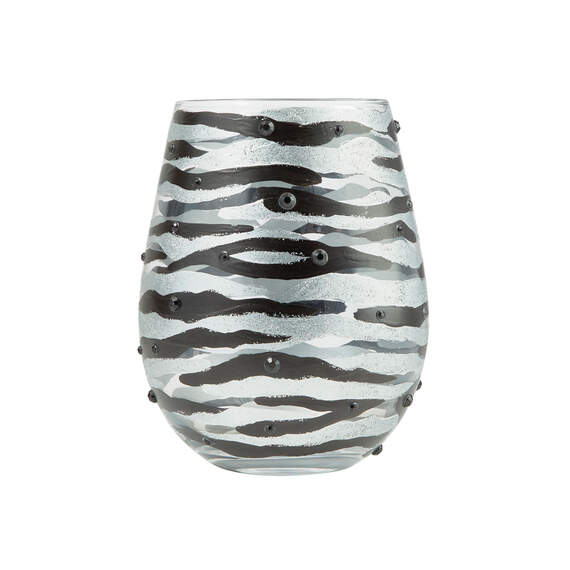 Lolita Sophisticated Safari Handpainted Stemless Wine Glass, 20 oz.