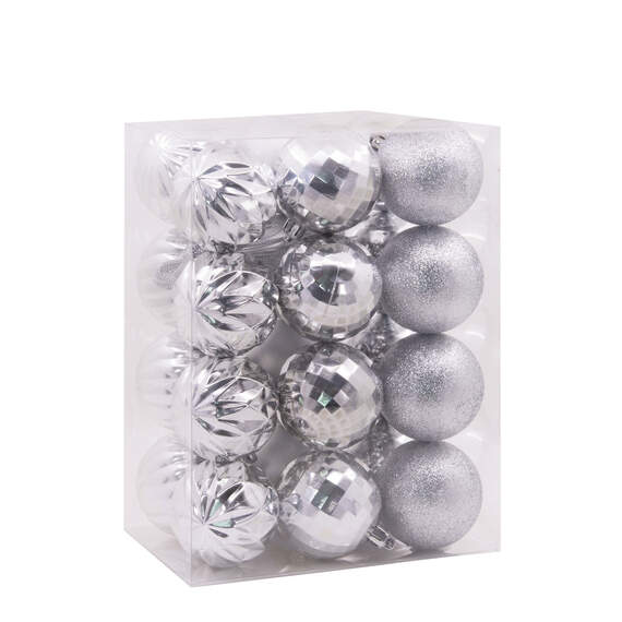 24-Piece Silver Shatterproof Hallmark Ornaments Set