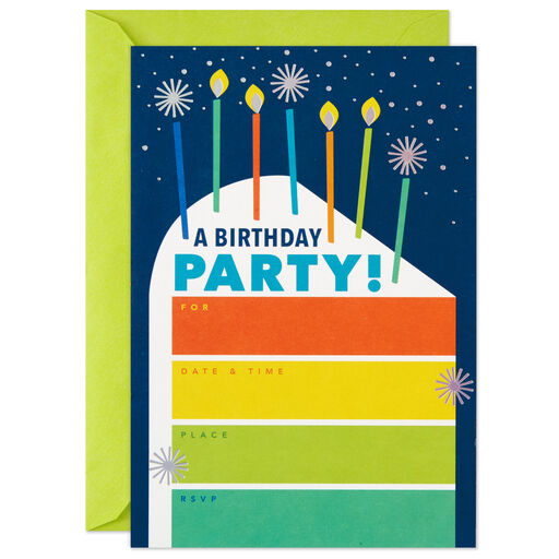 Slice of Cake Birthday Party Invitations, Pack of 10, 