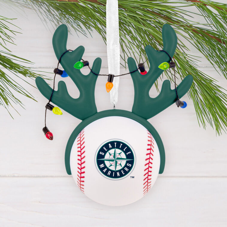 Mariners Reindeer Baseball Christmas Ornament hanging on tree image number 2
