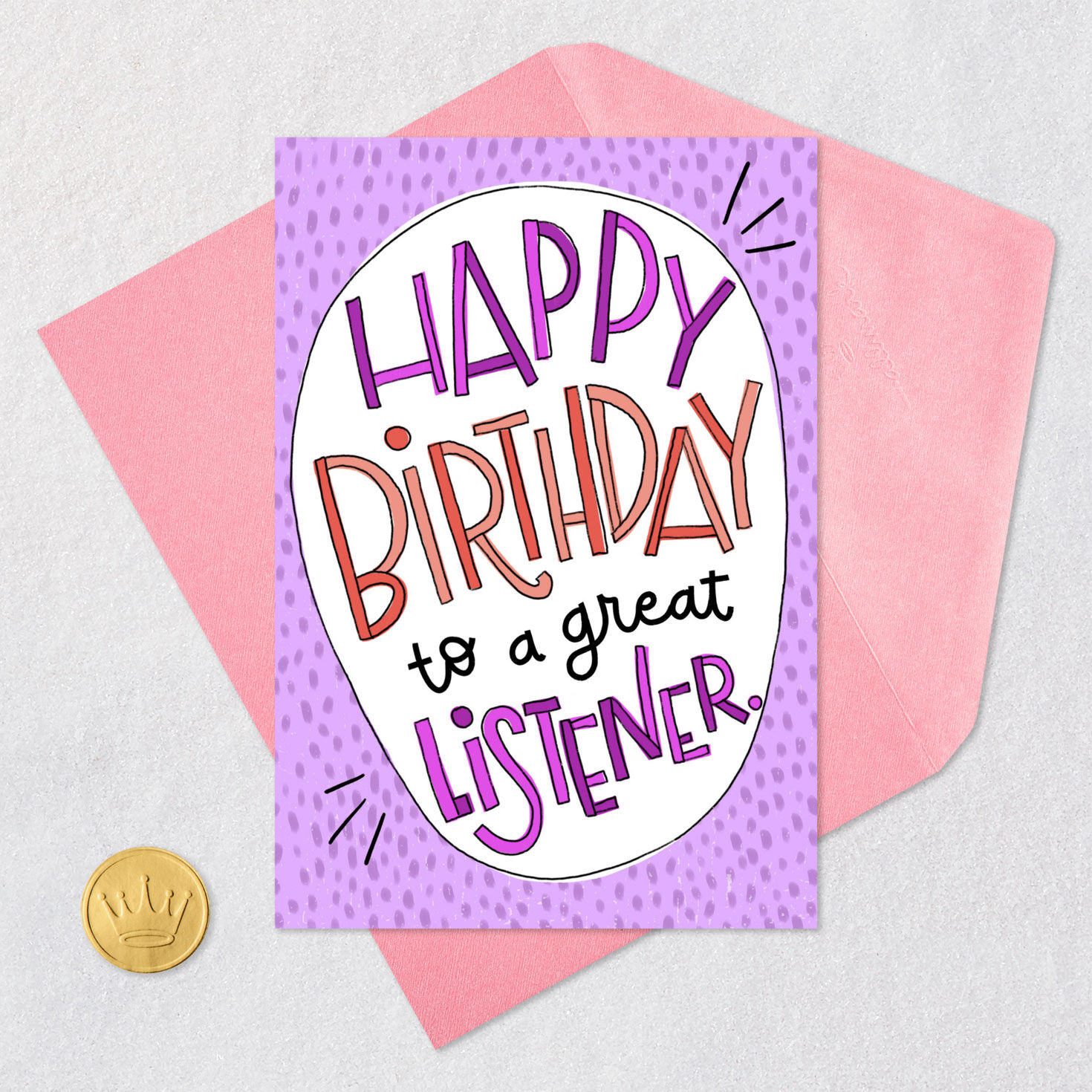 Painted Purple Funny Birthday Card Card Front with Envelope and Gold Seal image number 5