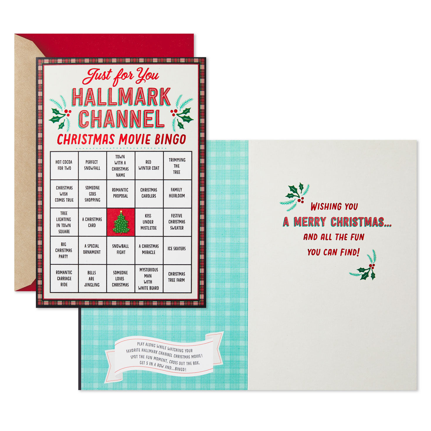 Red Plaid Hallmark Channel Movie Bingo Card Pack Card Front with Sentiment image number 2