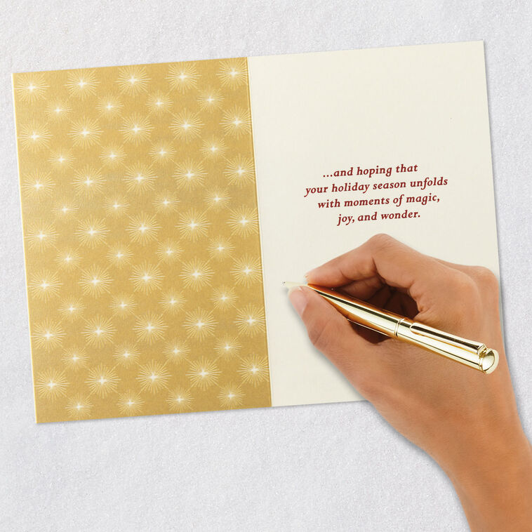 Gold and Silver Birds and Holly Christmas Card Signing card image number 6