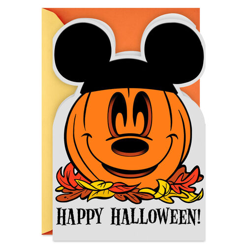 Disney Mickey Mouse Jack-o'-Lantern Cute Halloween Card, 