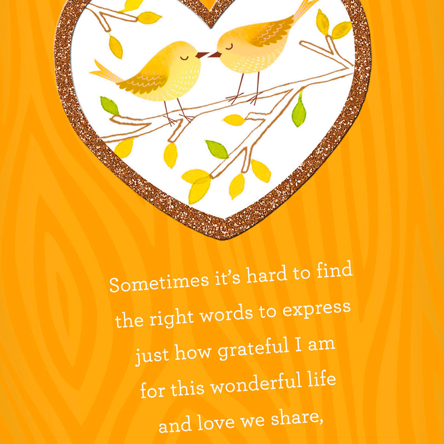 Yellow Love Birds Religious Romantic Thanksgiving Card Card Front Detail image number 5