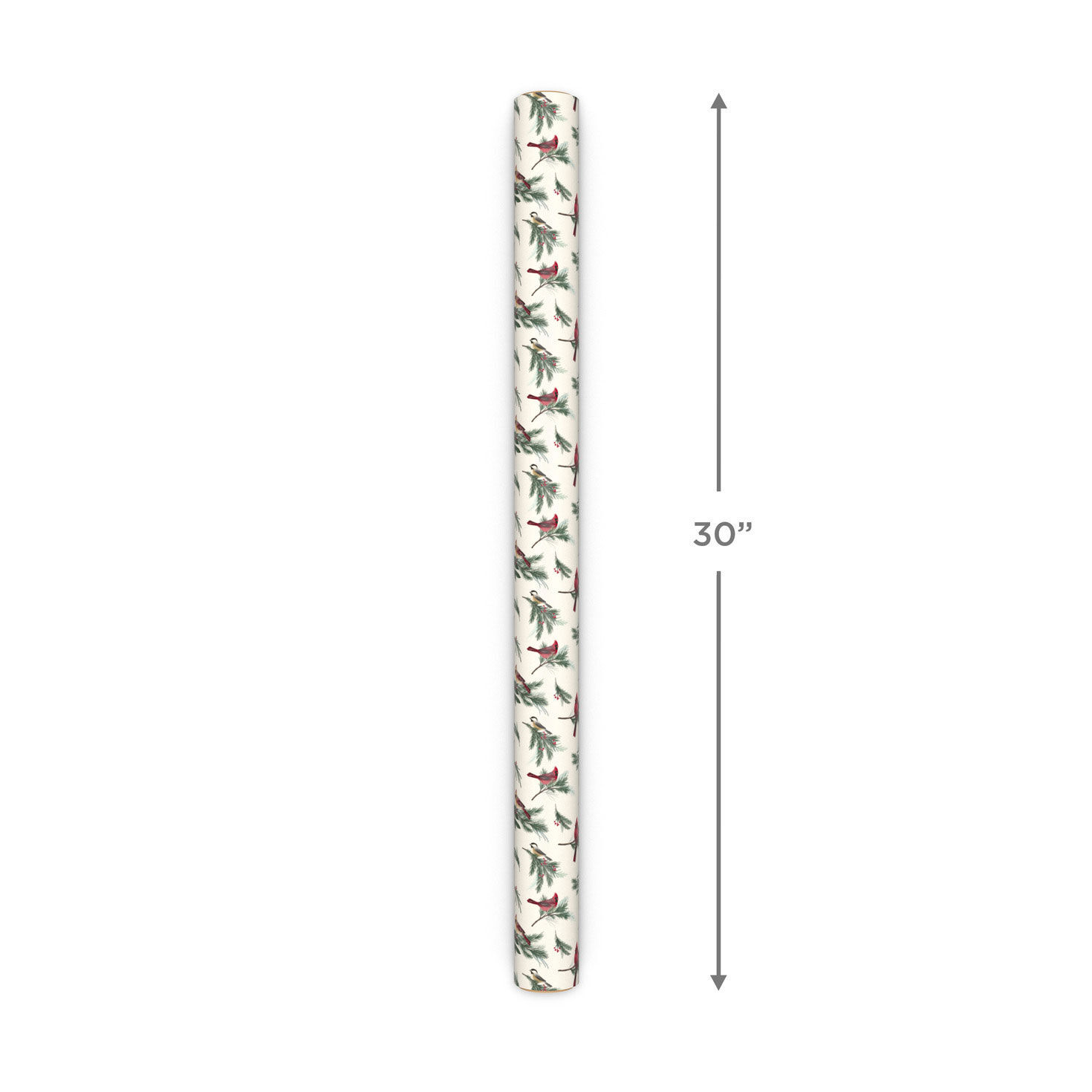 Cardinals/Green Check Reversible Holiday Gift Wrap Measurement image number 4