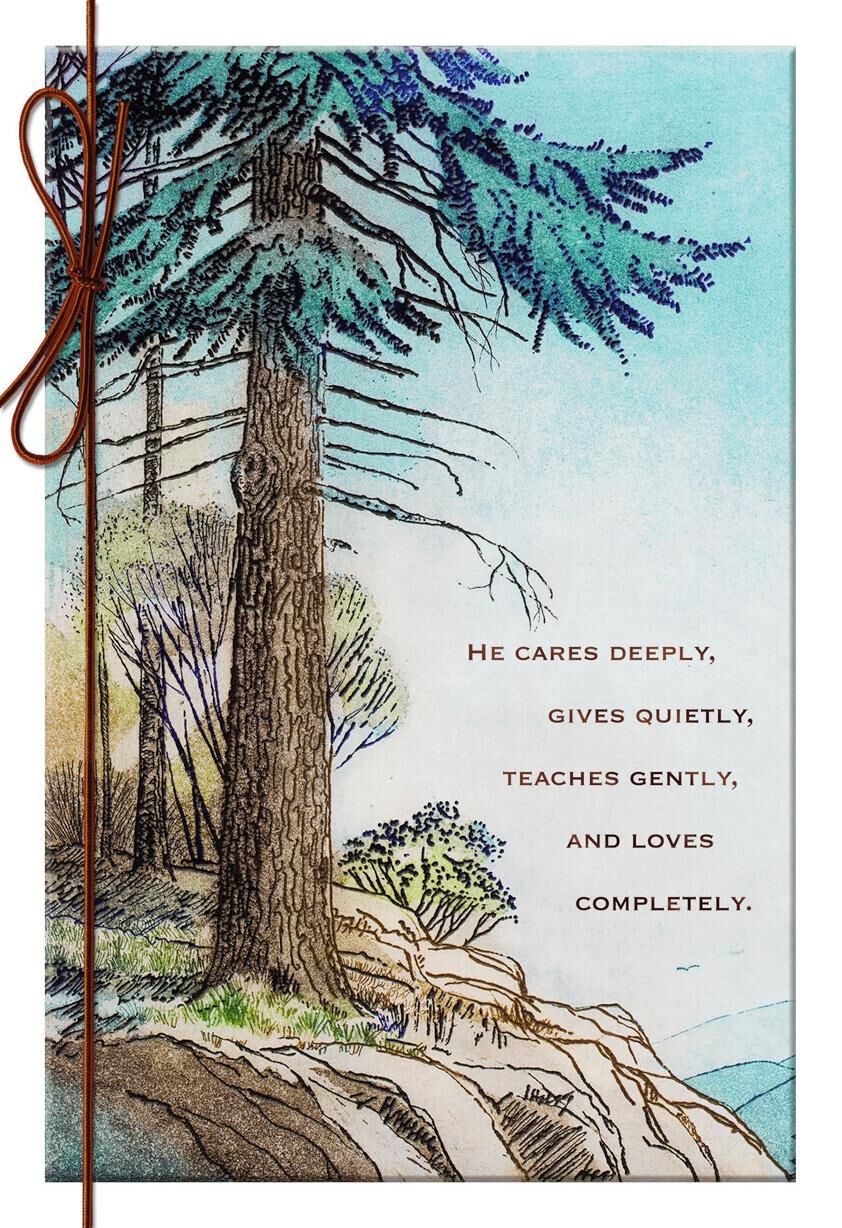 Illustrated Evergreen Tree Birthday Card for Dad