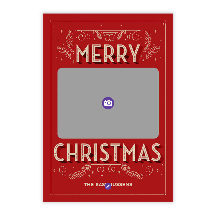 Vintage Lettering Flat Christmas Photo Card, , large image number 5