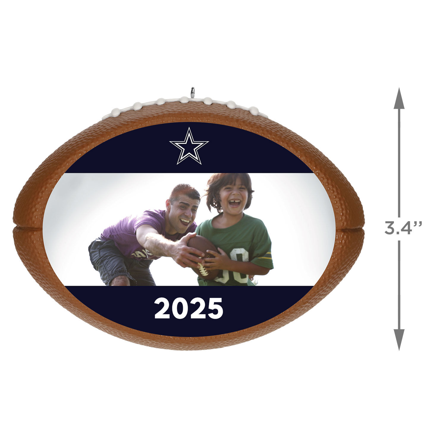 NFL Football Dallas Cowboys Text and Photo Personalized Ornament  image number 3