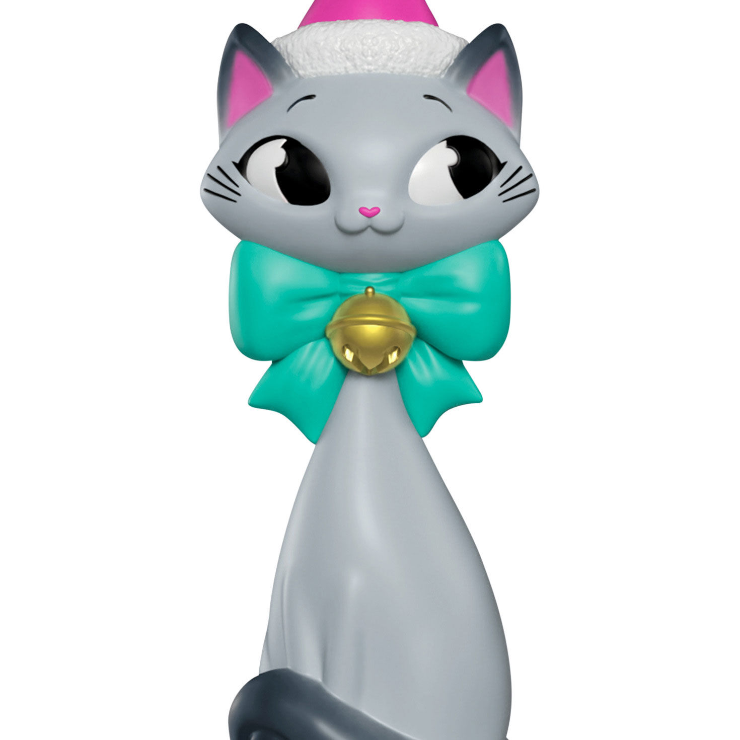Gray Cat in Santa Hat Green Bow Keepsake Ornament  image number 5