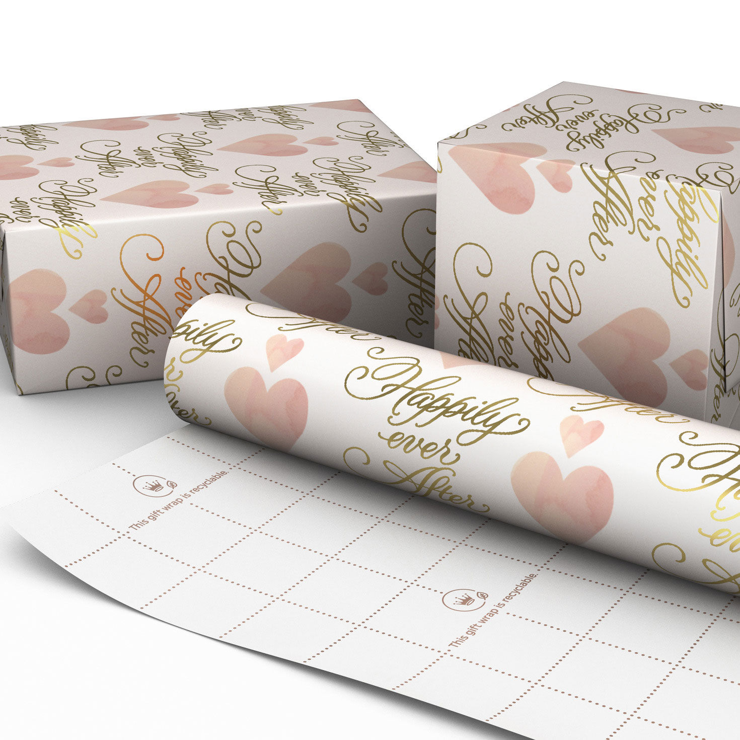 Hearts and Happily Ever After on Blush Wrapping Paper Roll, 20 sq. ft., , large image number 2