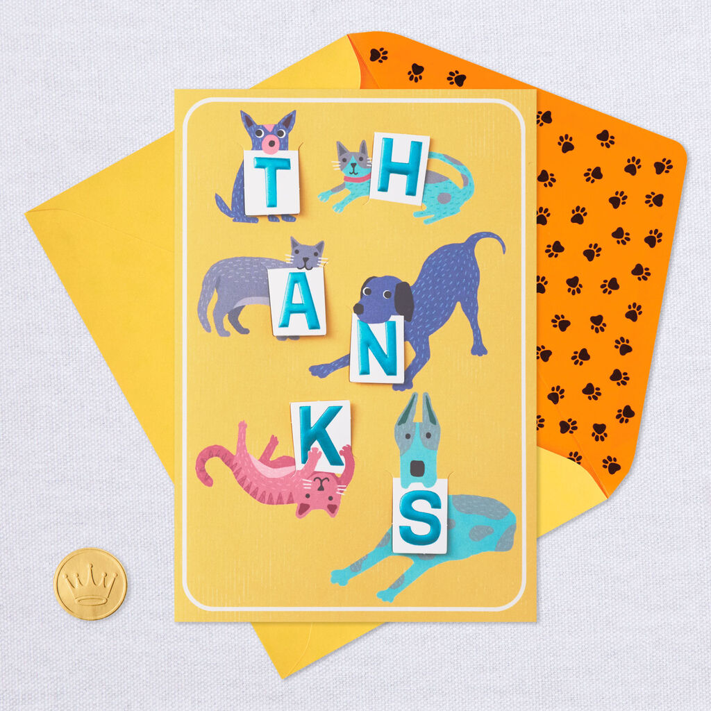 Illustrated Dogs And Cats Thank You Card Greeting Cards Hallmark