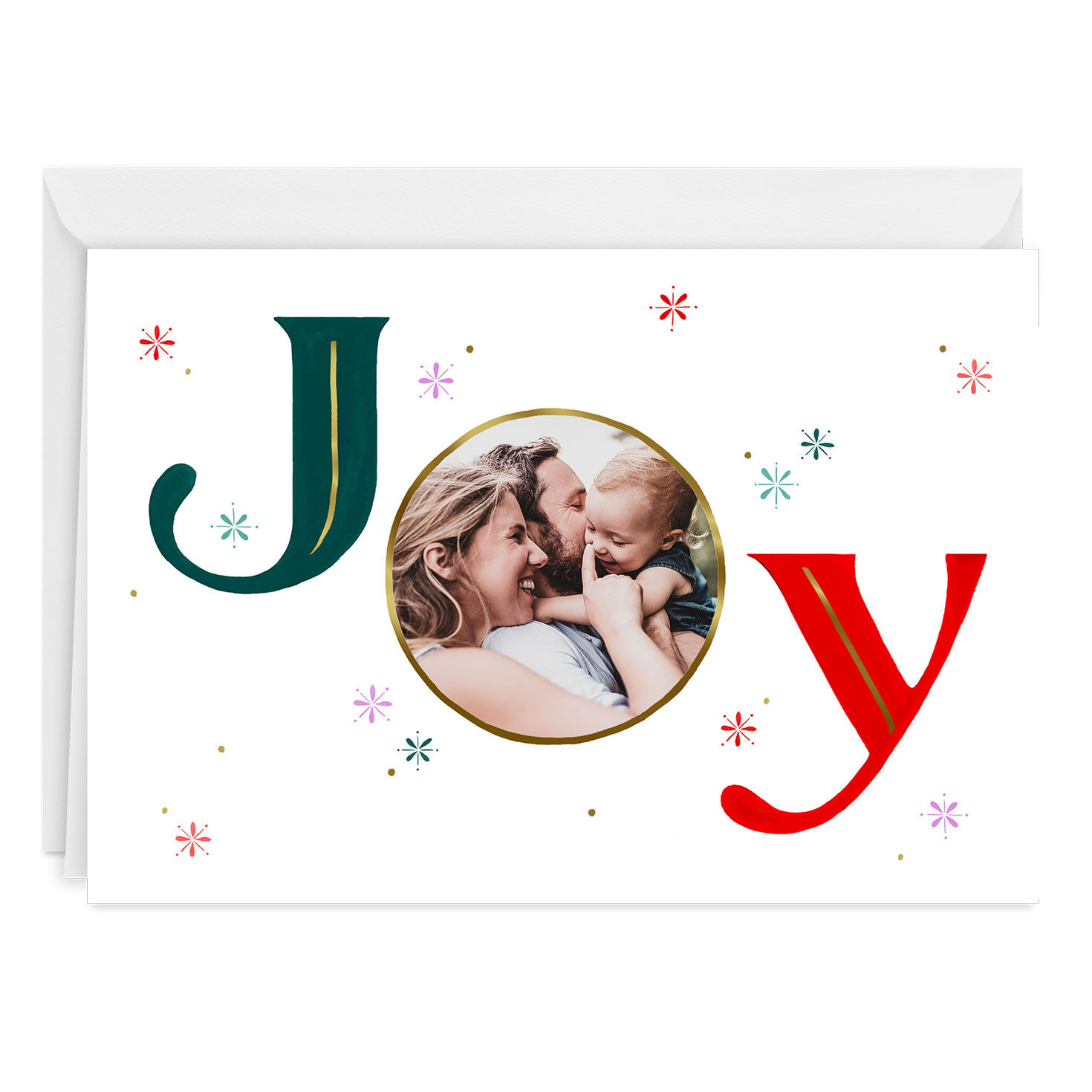 Joy and Snowflakes Custom Christmas Card