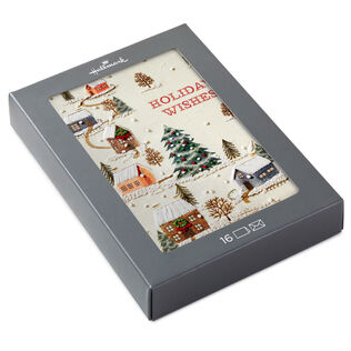 Needlepoint Homes and Trees Boxed Christmas Cards, Pack of 16