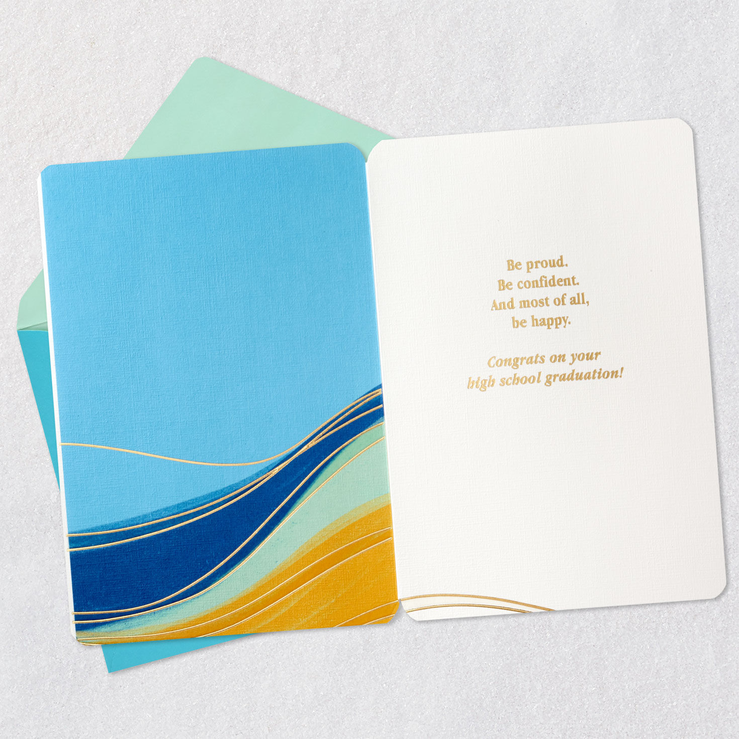 Colorful Lettering High School Graduation Card open card with envelope image number 3